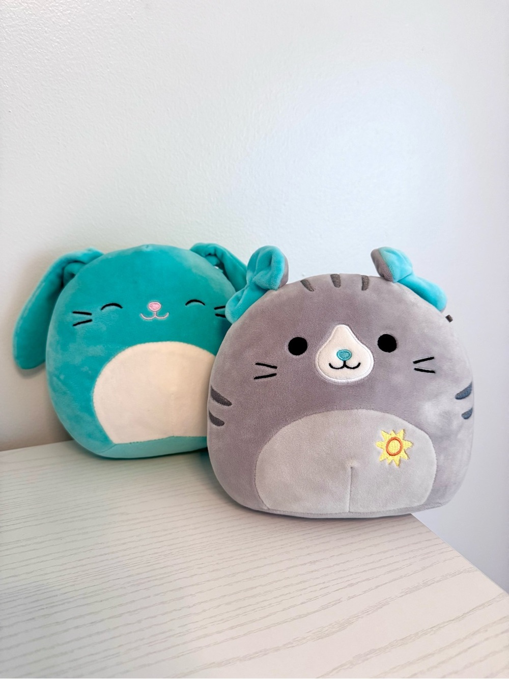 Bundle Of 2 Squishmallows: Selly The Cat & Regan Teal Bunny, About 7 in